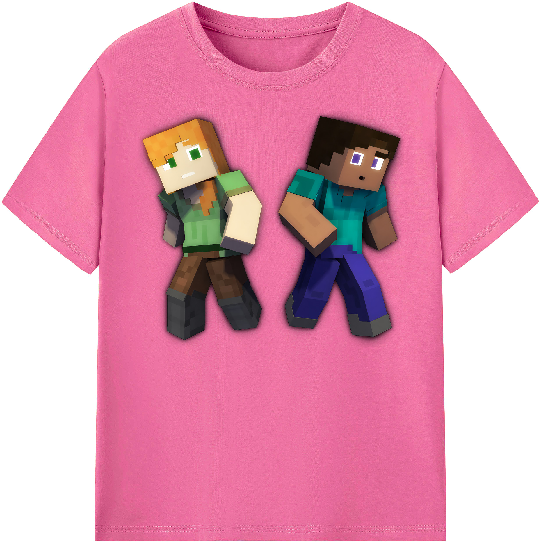 （画像用） マインクラフト ブロックの世界 Minecraft MC Block world レディースカジュアルプリントTシャツ（綿100％）